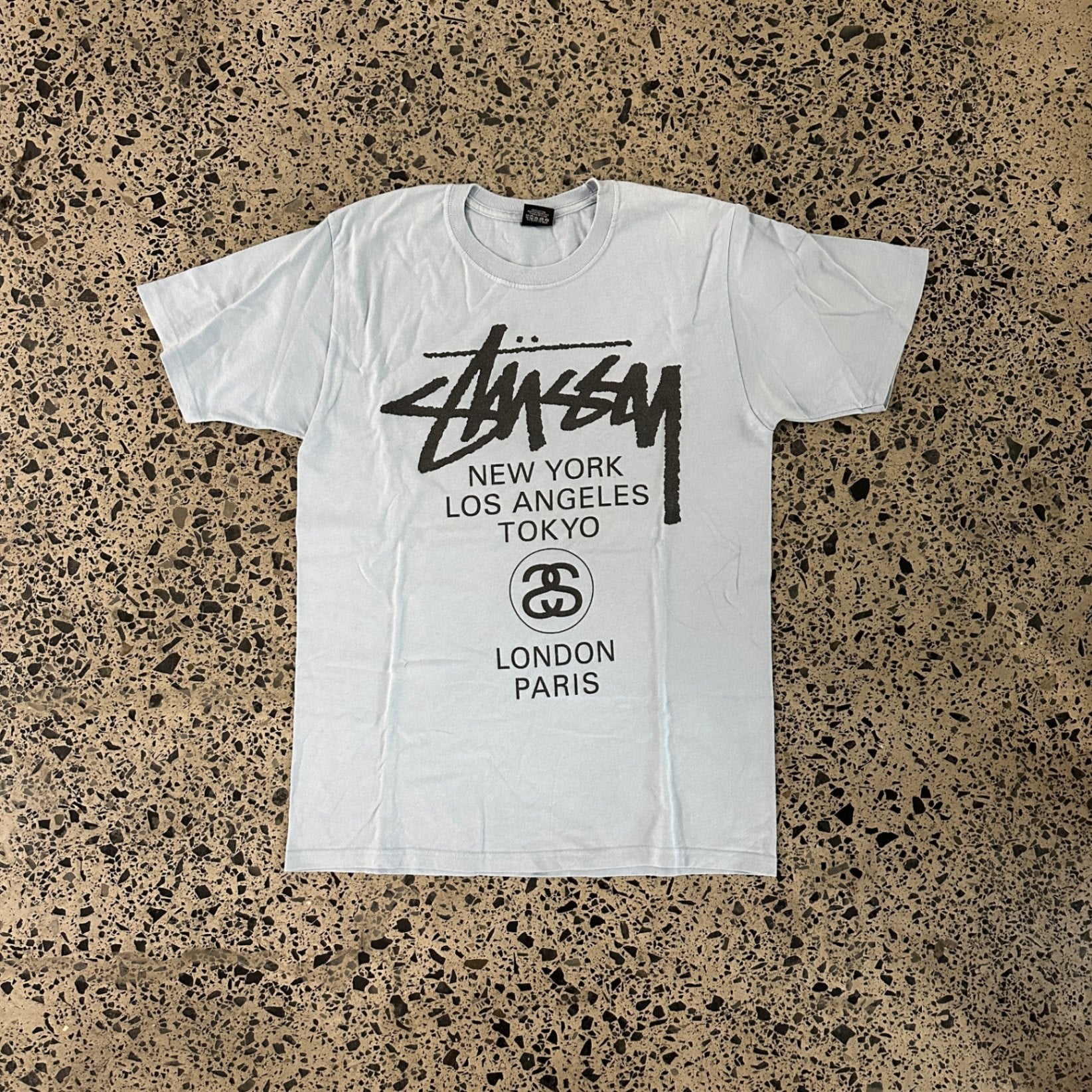 Stussy World Tour Tee Grey Blue