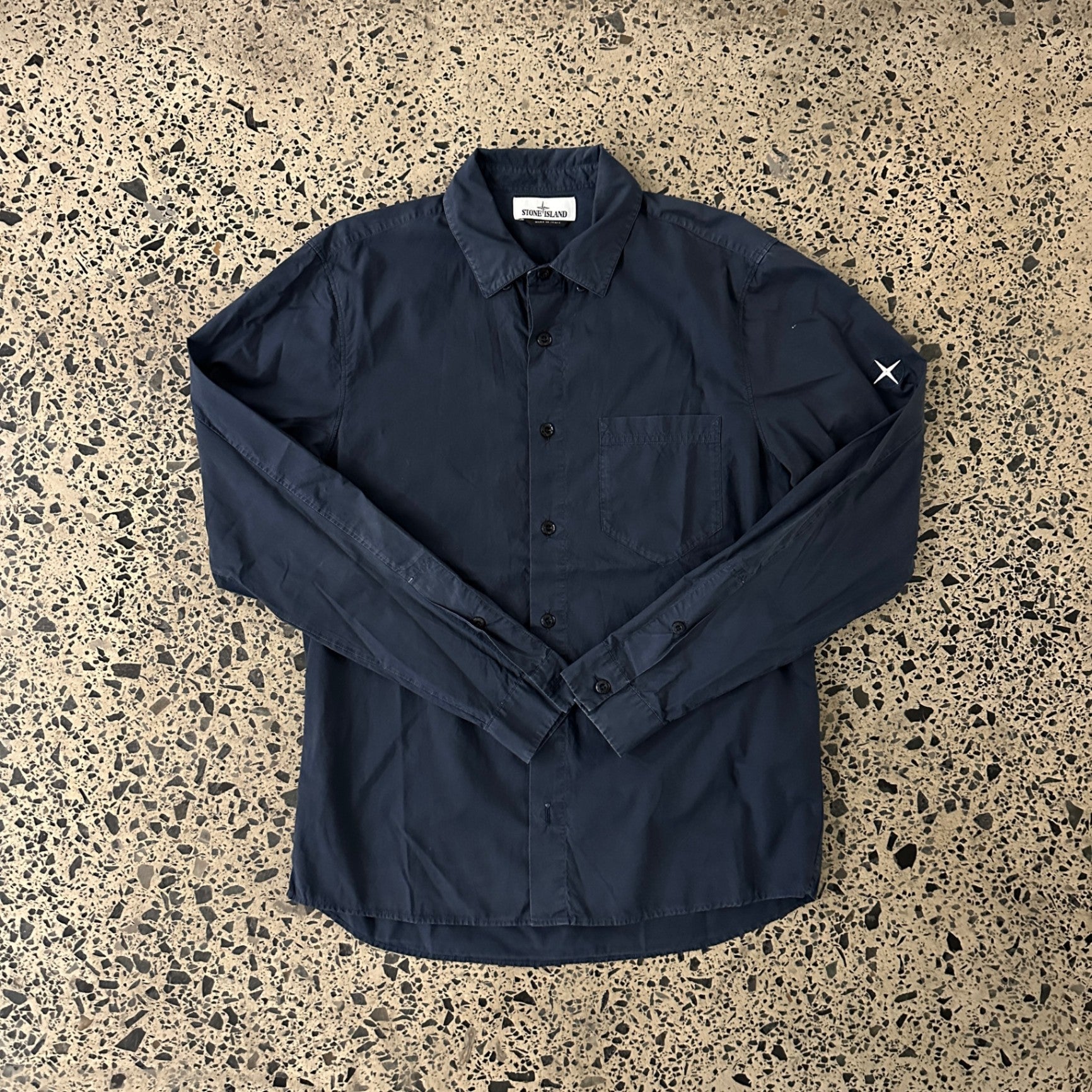 Stone Island 2022 Compass Button Up Shirt Navy