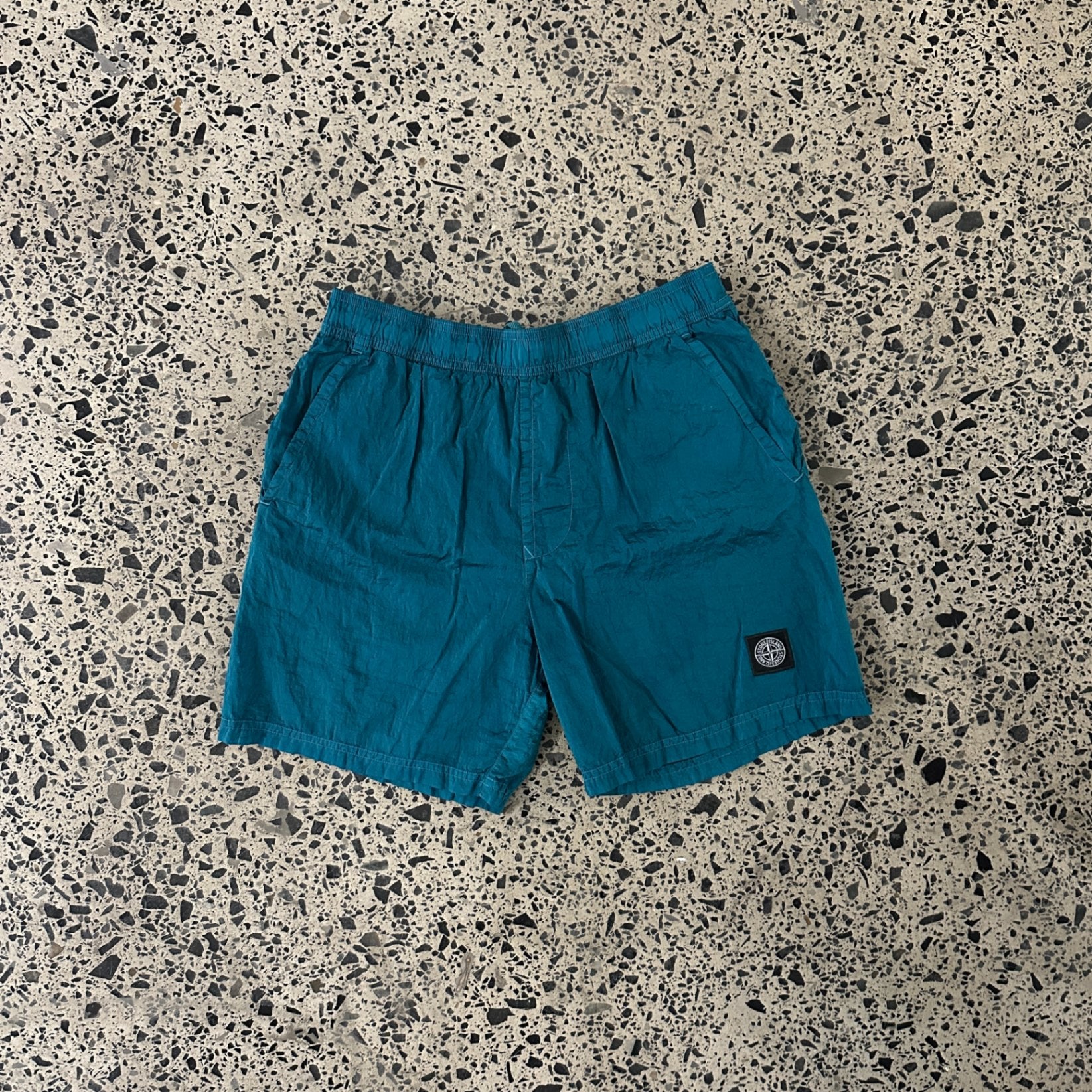 Stone Island Nylon Metal Garment Dyed Swim Shorts Turquoise