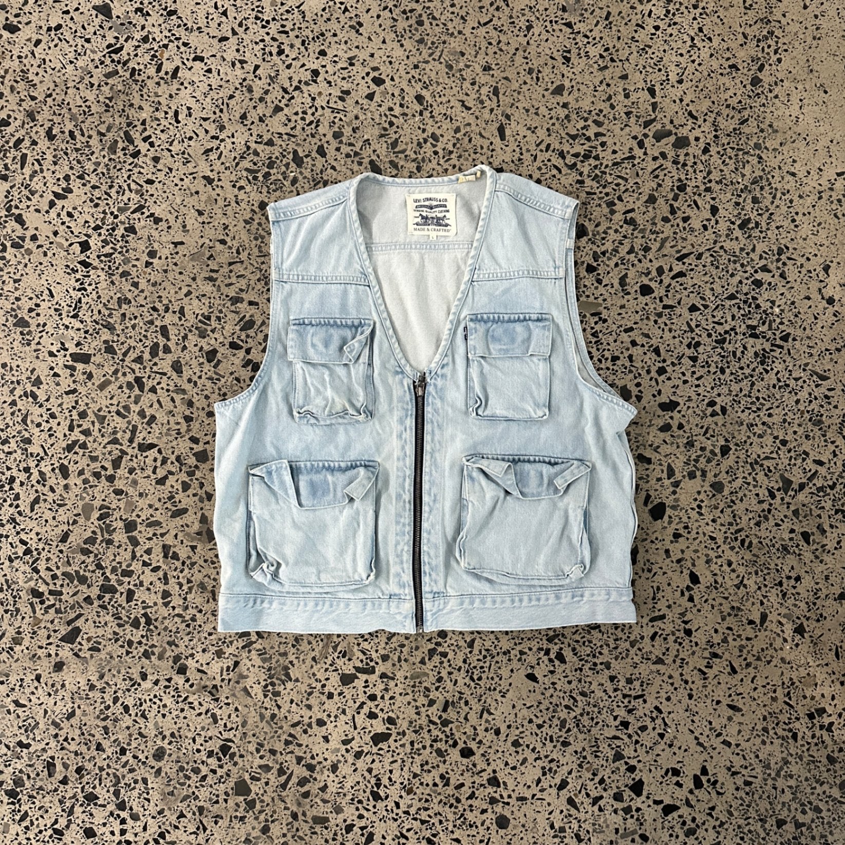 Levi's Denim Cargo Vest Light Wash