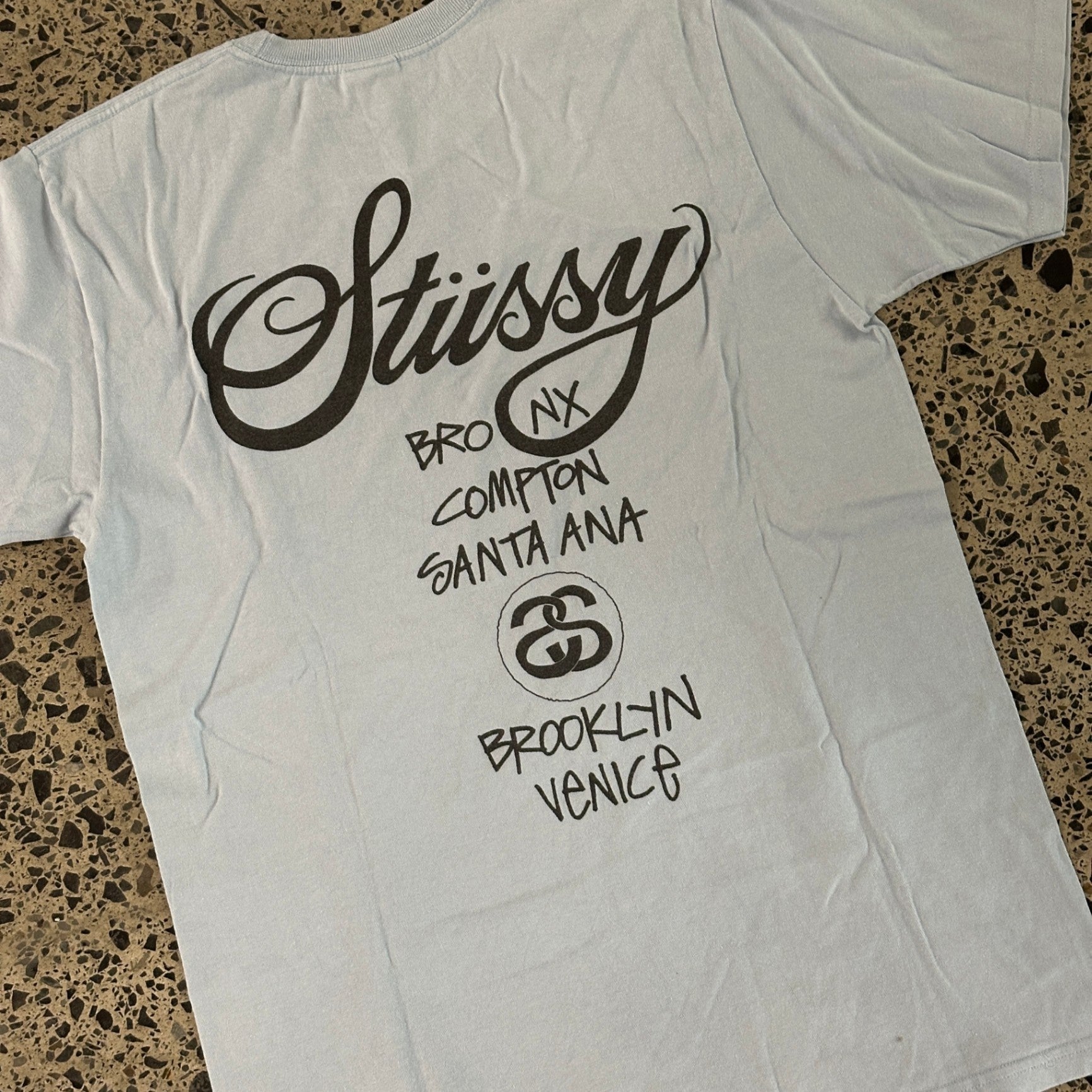 Stussy World Tour Tee Grey Blue