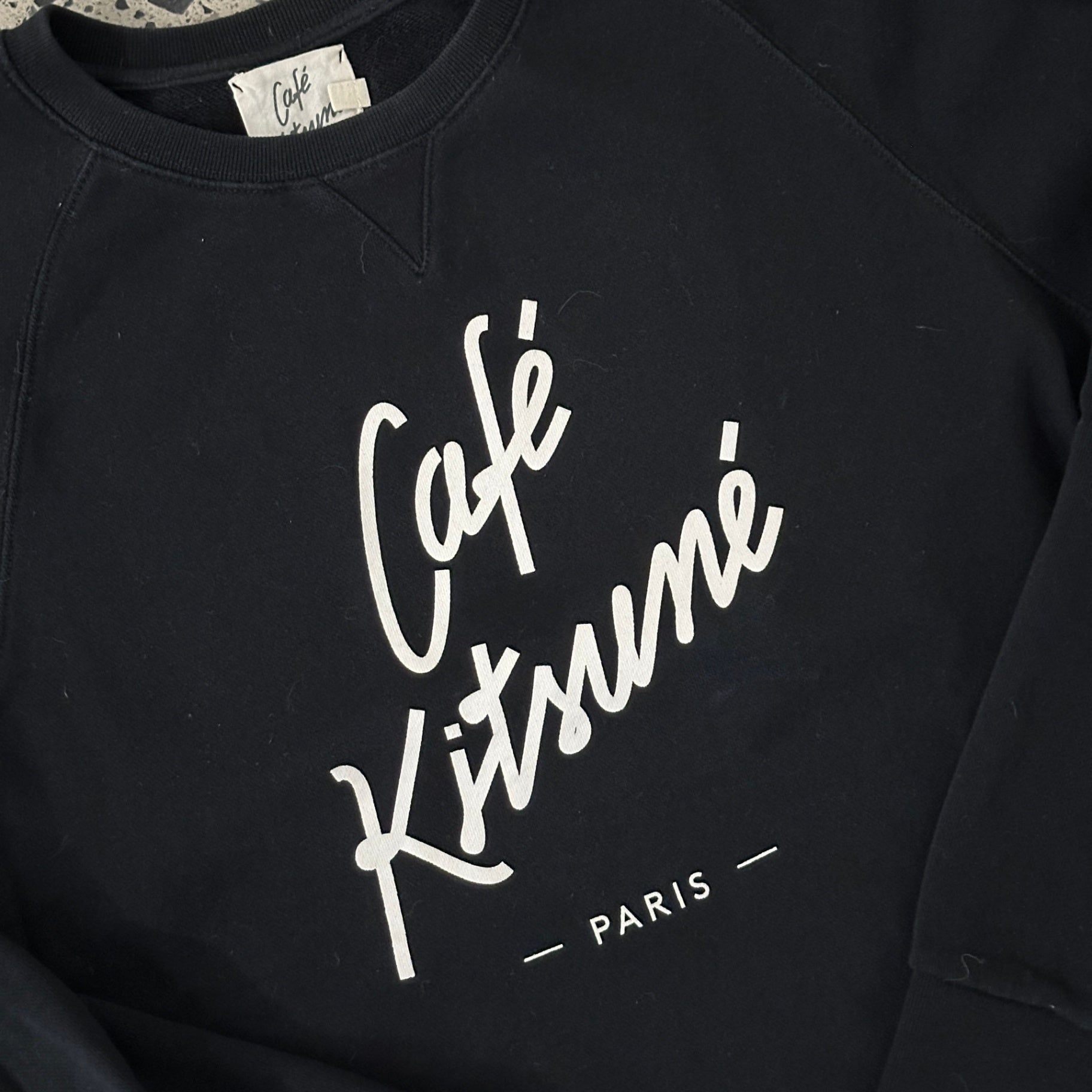 Café Kitsuné Logo Print Cotton Jersey Sweatshirt Black