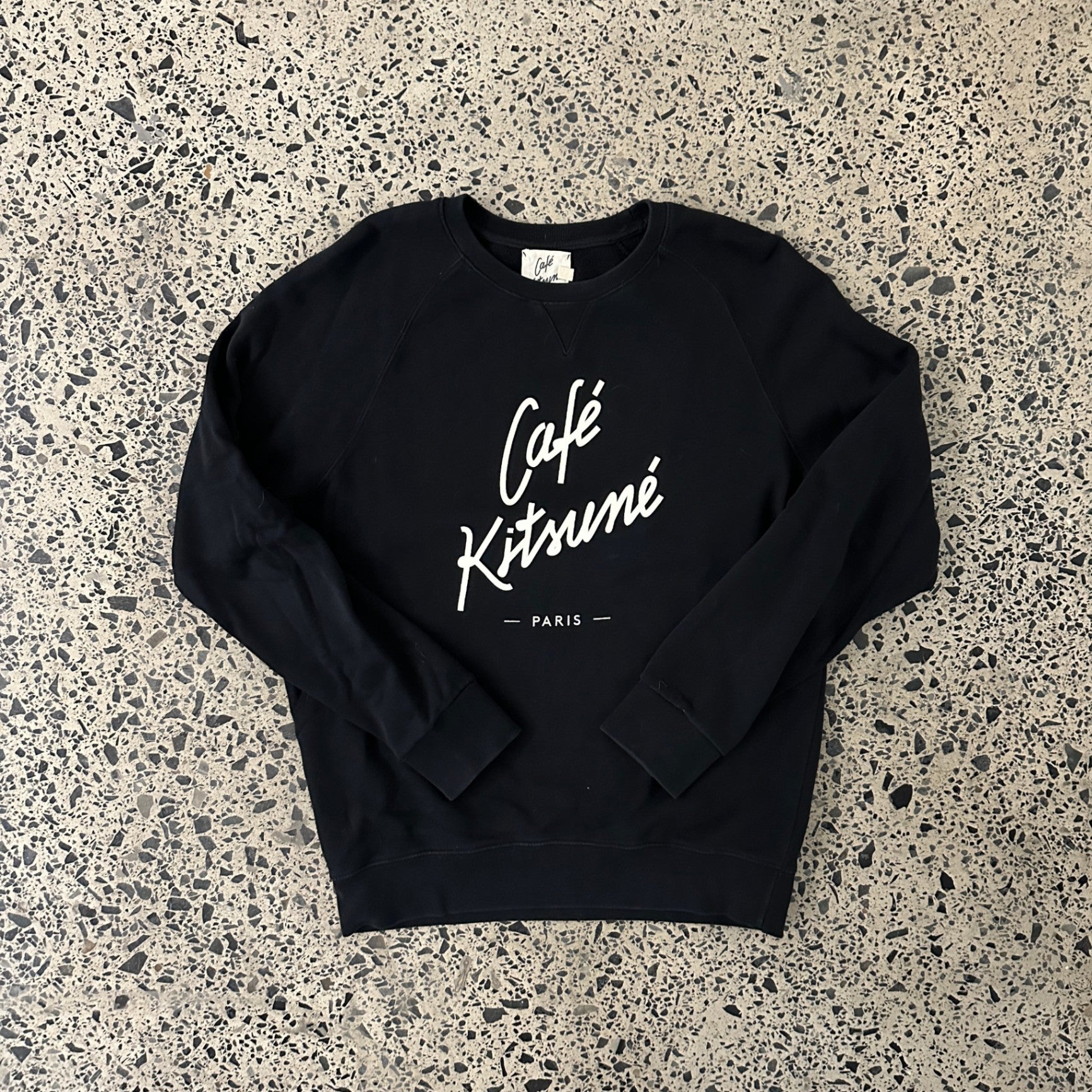 Café Kitsuné Logo Print Cotton Jersey Sweatshirt Black