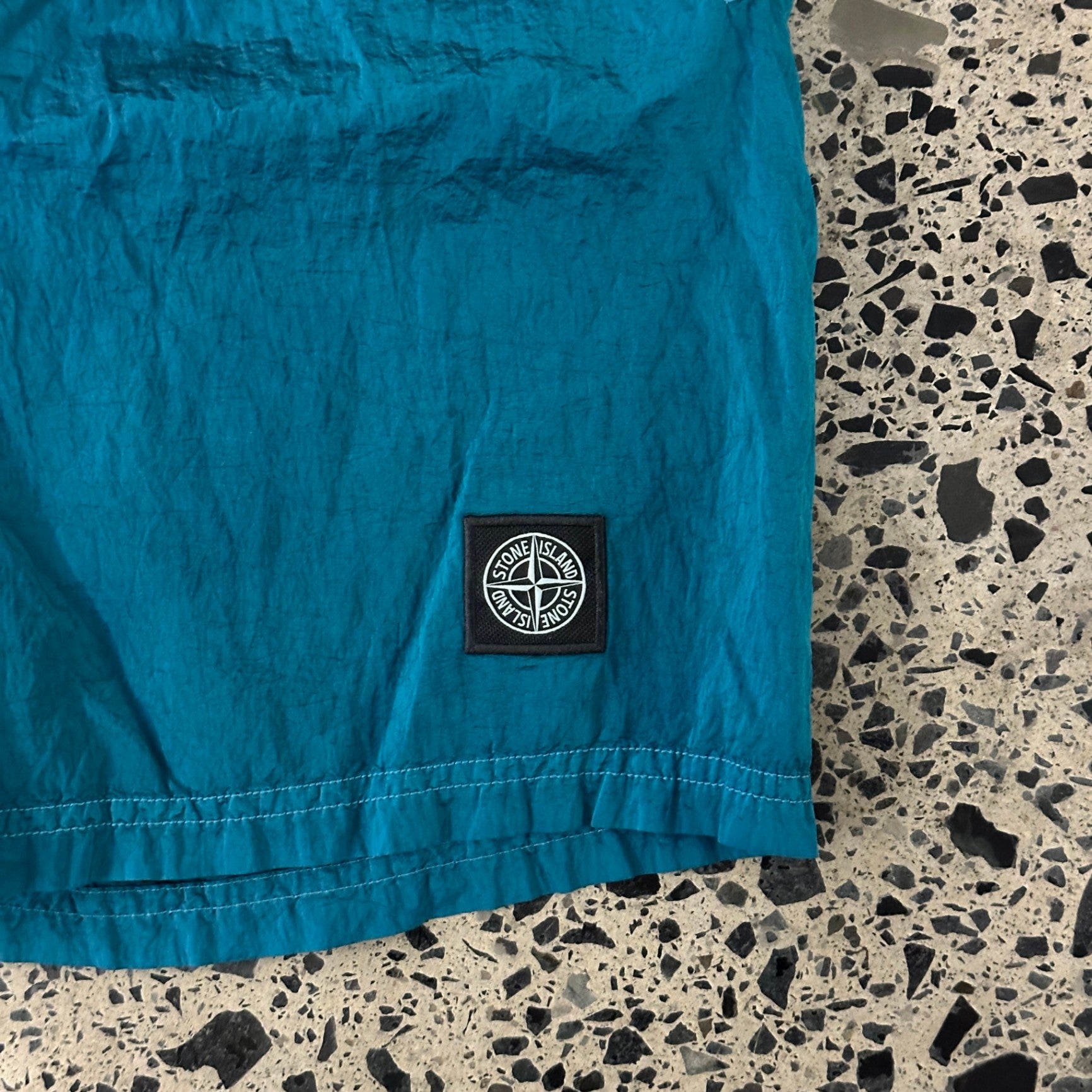Stone Island Nylon Metal Garment Dyed Swim Shorts Turquoise