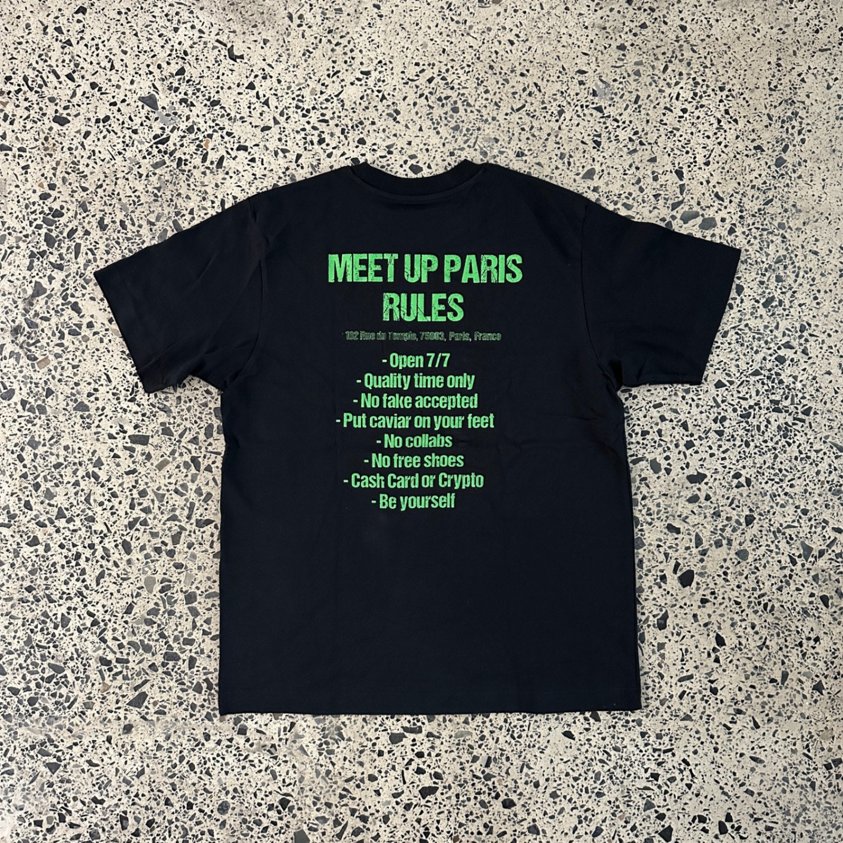 Meet Up Paris Meetup Rules T-Shirt Black
