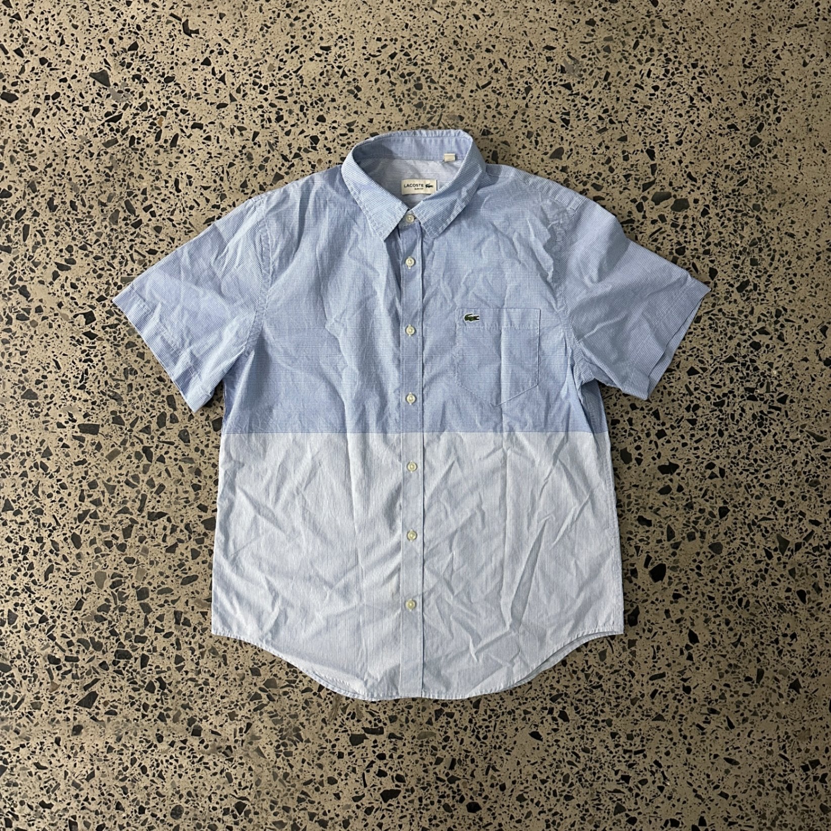 Lacoste Slim Fit Short Sleeve Oxford Shirt Blue