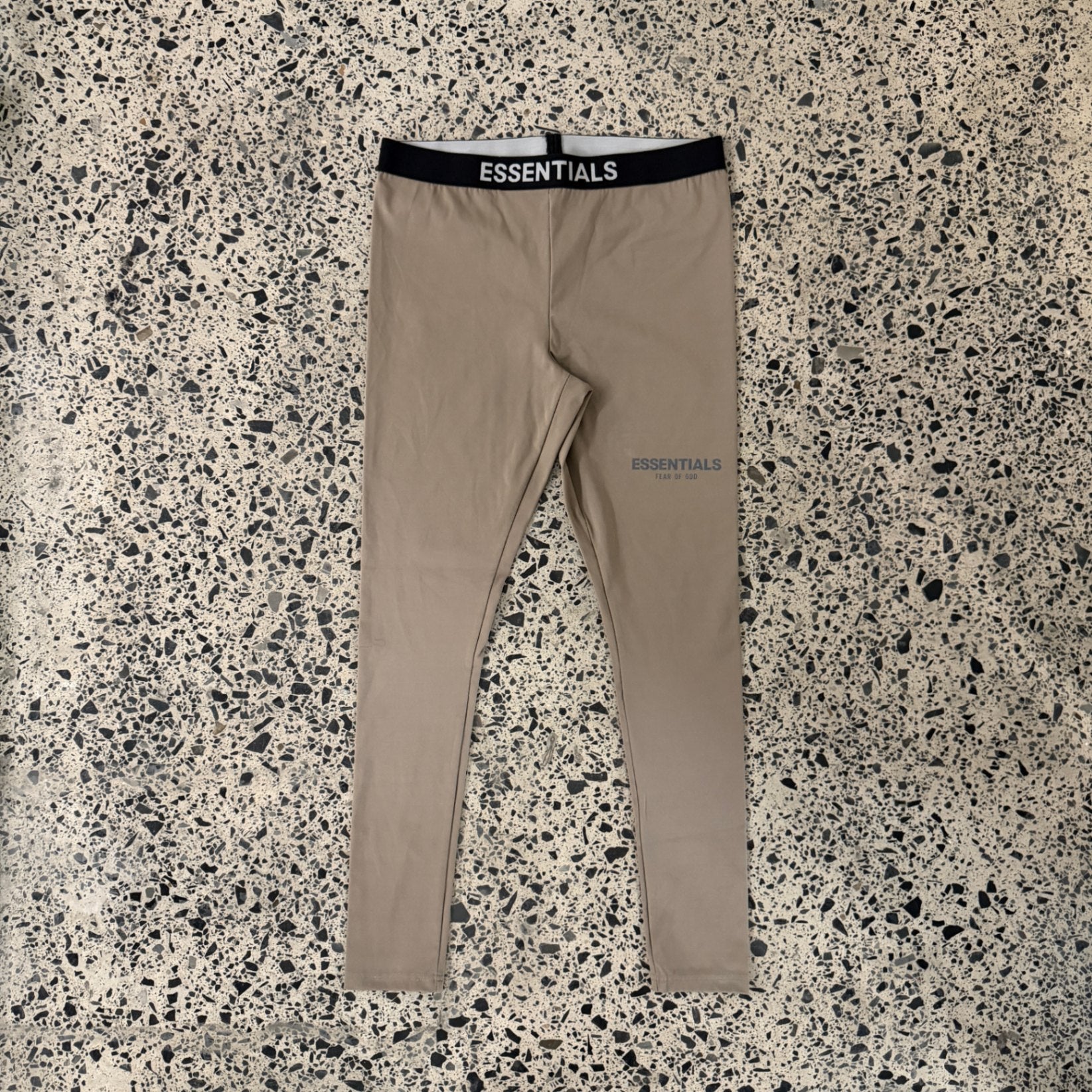 Fear of God Essentials Branded Waistband Stretch Woven Leggings Moss/Goat