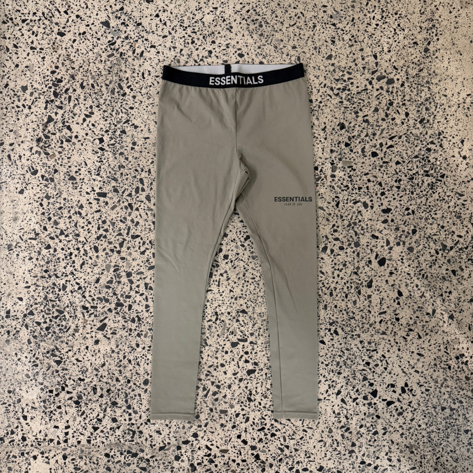 Fear of God Essentials Branded Waistband Stretch Woven Leggings Taupe