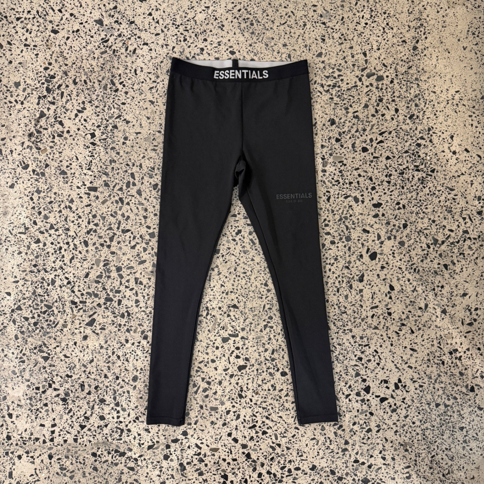 Fear of God Essentials Branded Waistband Stretch Woven Leggings Black