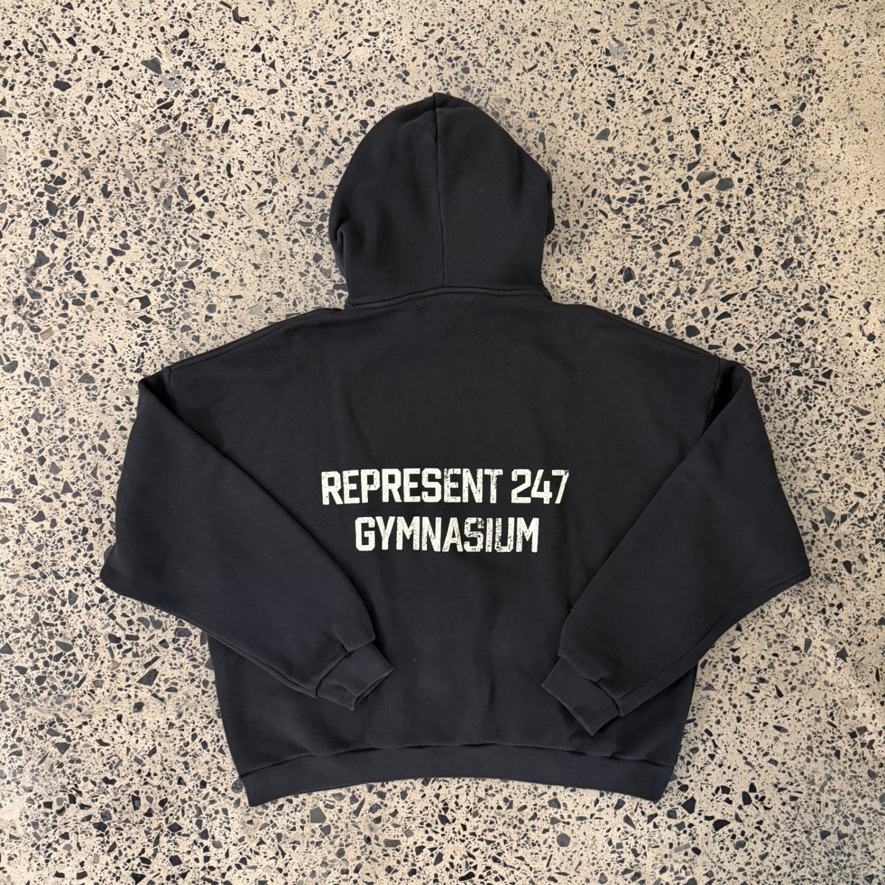 Represent 247 Gymnasium Boxy Hoodie Off Black