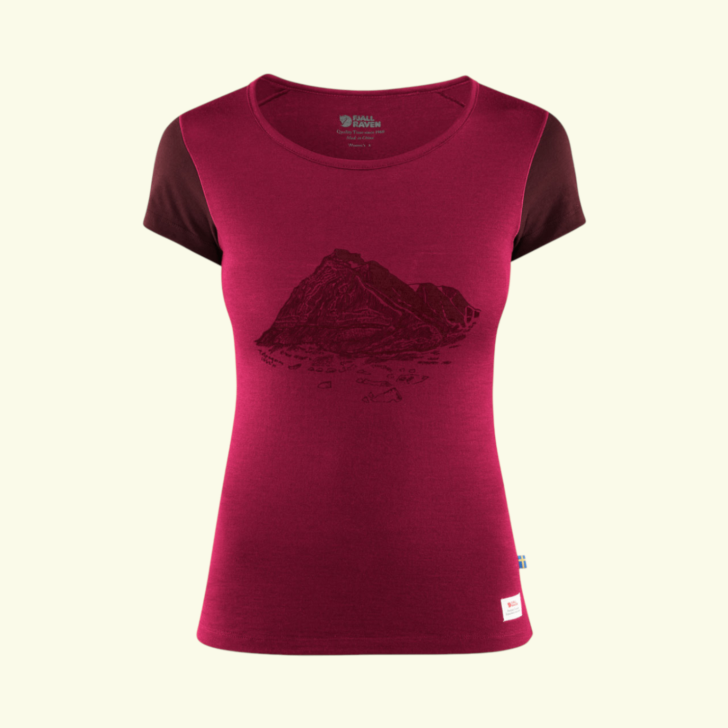 Fjällräven Keb Wool T-shirt Print W Plum-Dark Garnet 