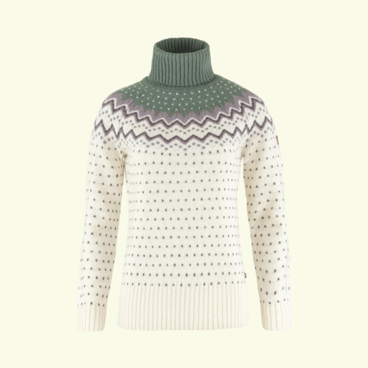 Fjällräven Ovik Knit Roller Neck W Chalk White Patina Green 