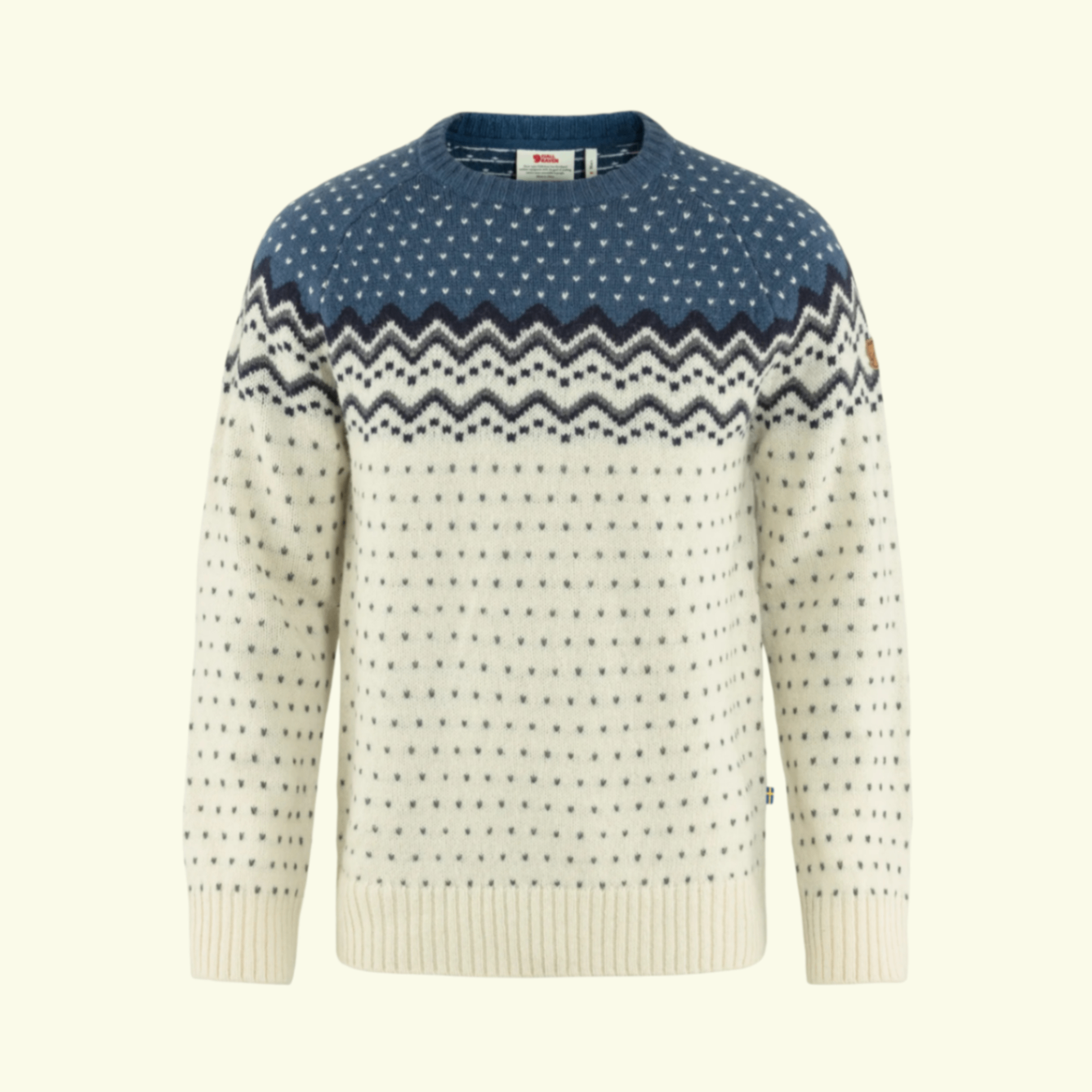 Fjällräven Ovik Knit Sweater M Chalk White Indigo Blue 