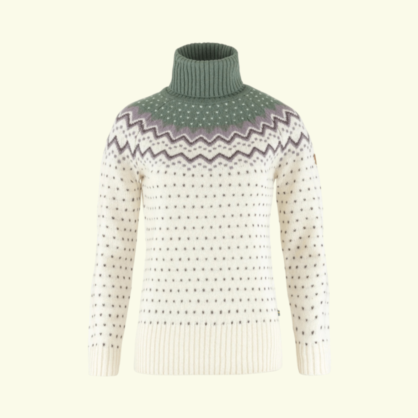 Fjällräven Ovik Knit Roller Neck W Chalk White Patina Green 