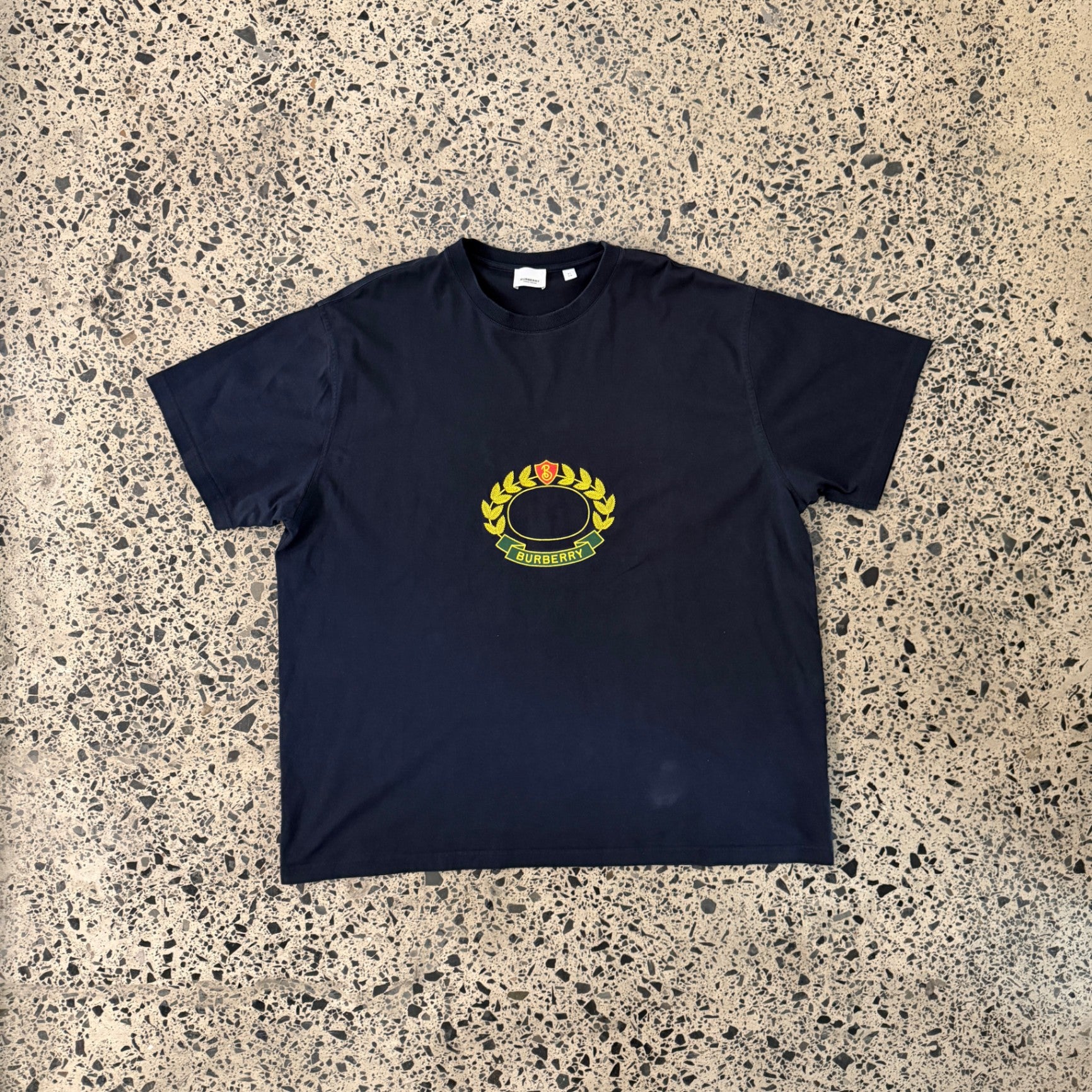Burberry Oak Leaf Crest Cotton Oversized T-Shirt Dark Charcoal Blue