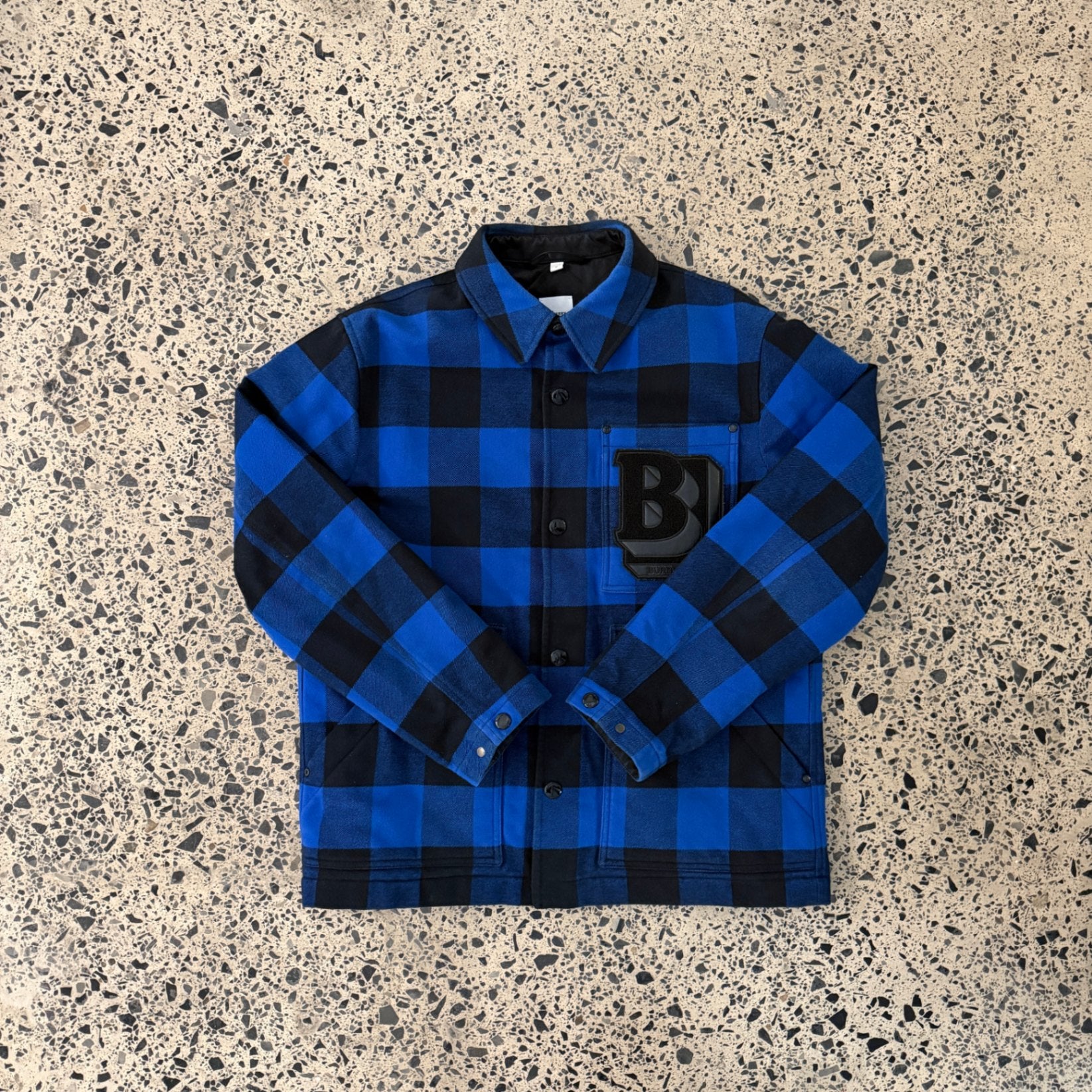 Burberry Plaid Print Utility Jacket Blue
