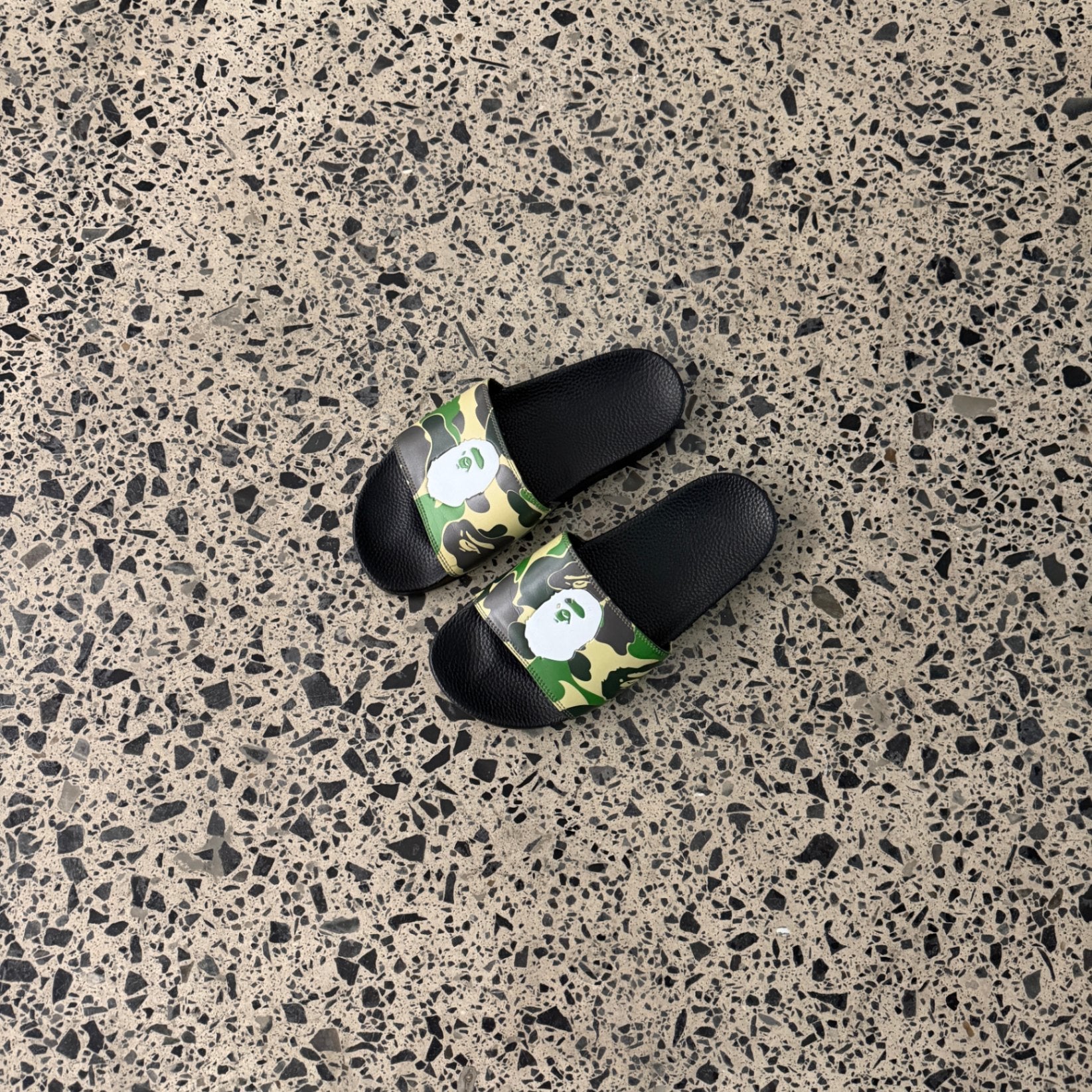 A Bathing Ape ABC Camo Slide Sandals Green