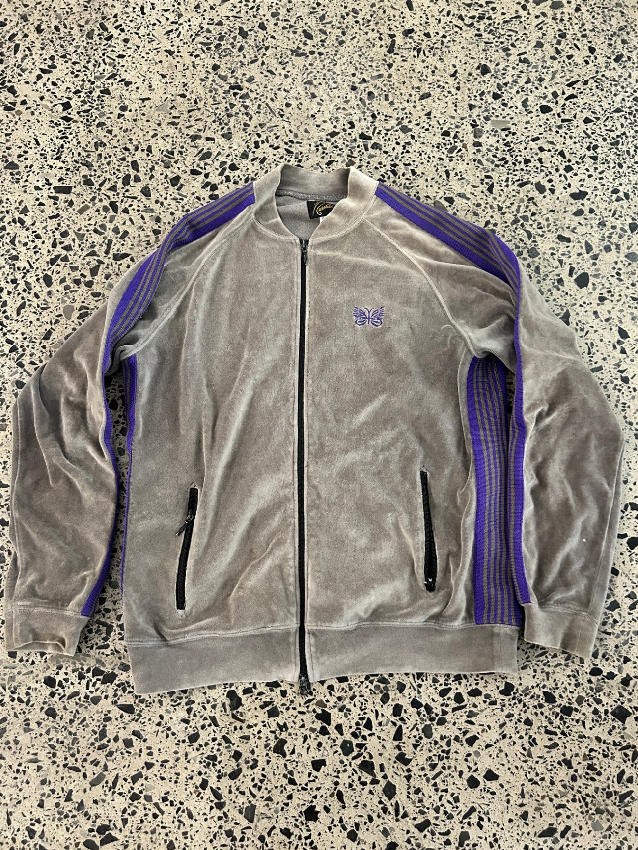 Needle Hoodie XL Gray and Purple