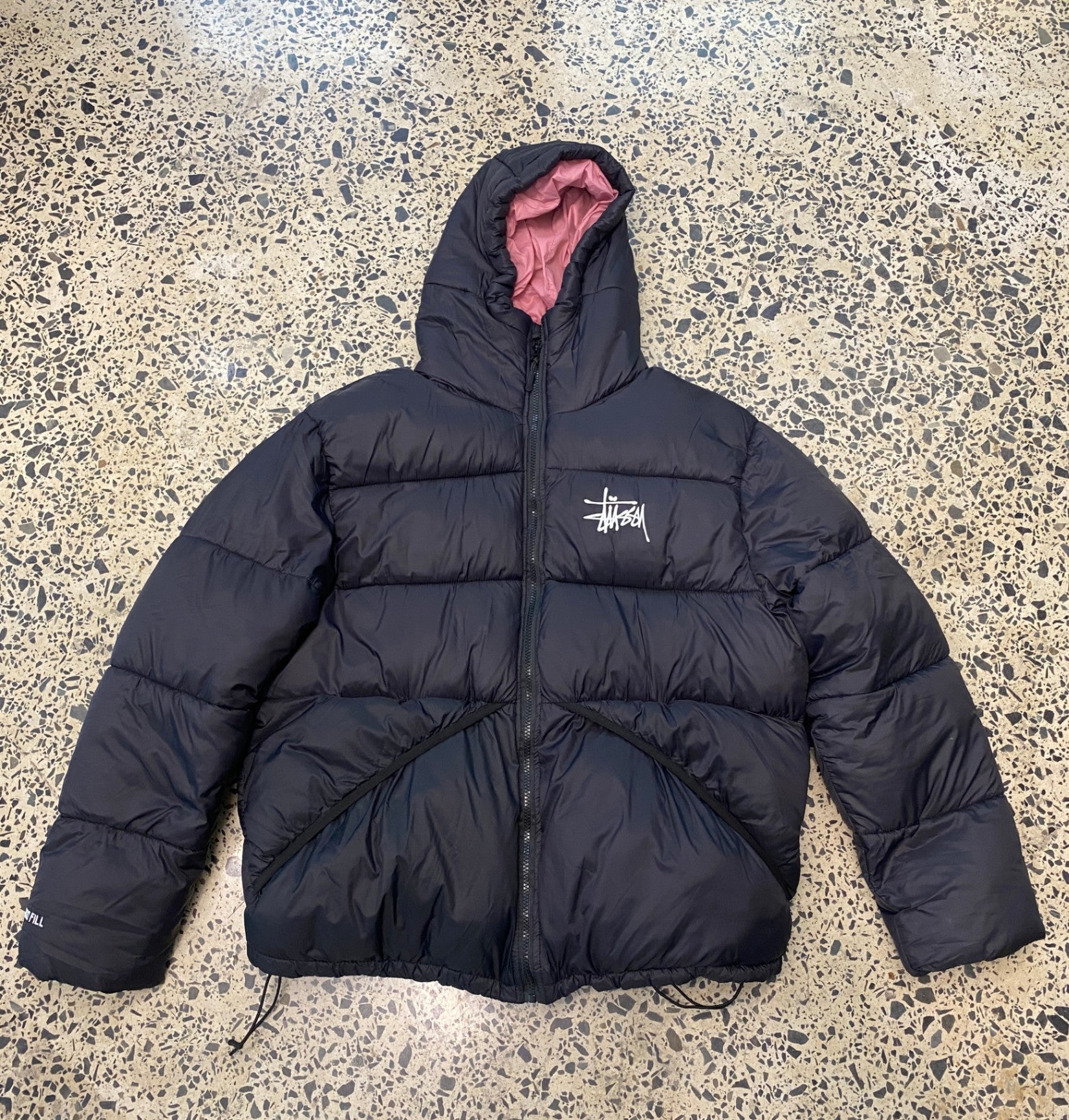 Stussy Puffer Jacket Black Pink